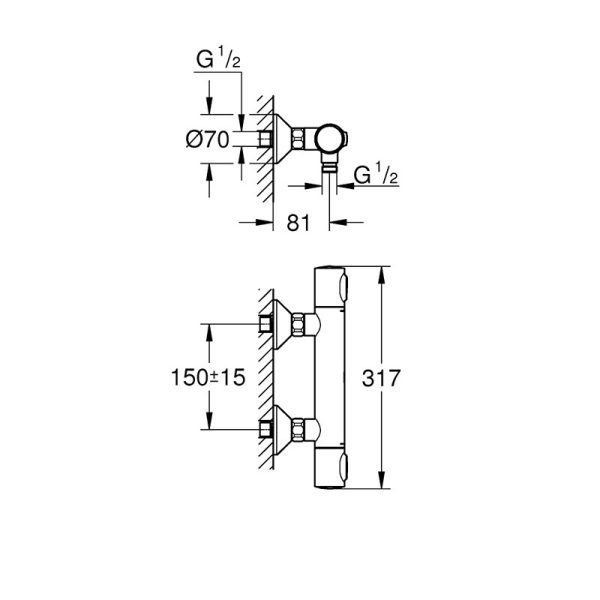 GROHE GROHETHERM 500 TERMOSZTÁTOS ZUHANYCSAPTELEP - Zuhanyszett nélkül - Image 3