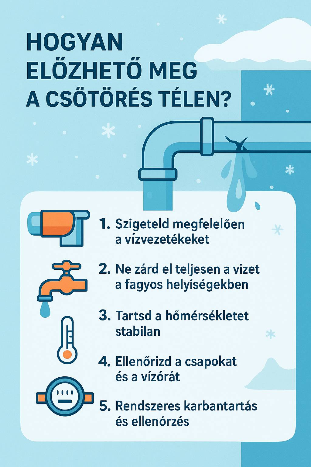 csőtörés télen
